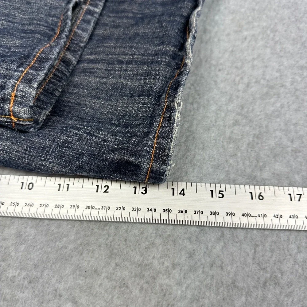 Azzure Mens Love Life Denim Shorts Dark Wash Embroidered‎ 40W Relaxed Fit Y2K